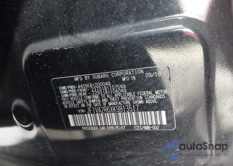 2019 Subaru Wrx Sti из США, поврежденный, VIN JF1VA2R6XK9813517